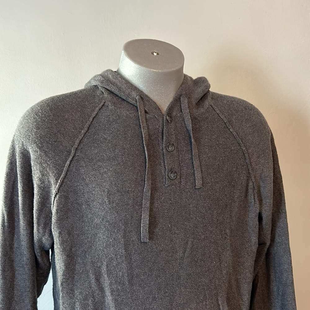 Grey Knit Hoodie Lucky Brand Size Large .